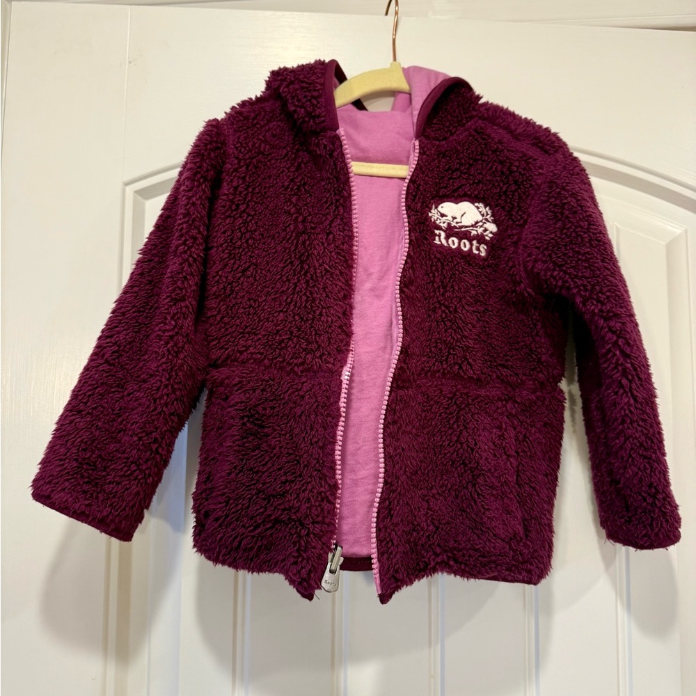 ROOTS | Sherpa jacket reversible purple sz 3T